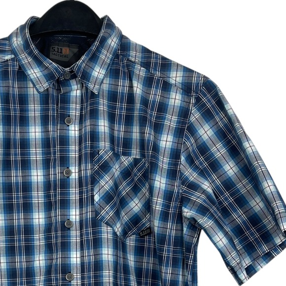 5.11 Tactical Other - 5.11 Tactical Breaker Mens M Cotton Conceal Carry Short Sleeve CCW Blue‎ Plaid
